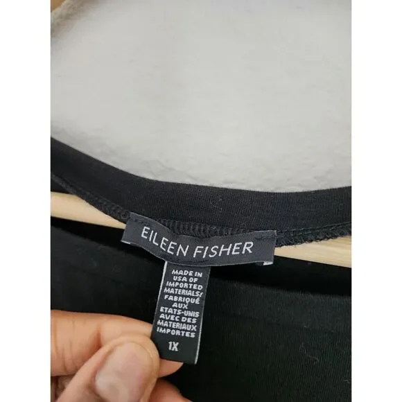 Eileen Fisher Black Short Sleeve Tencel Blend Knit Dress | Size 1X - Picture 3 of 5